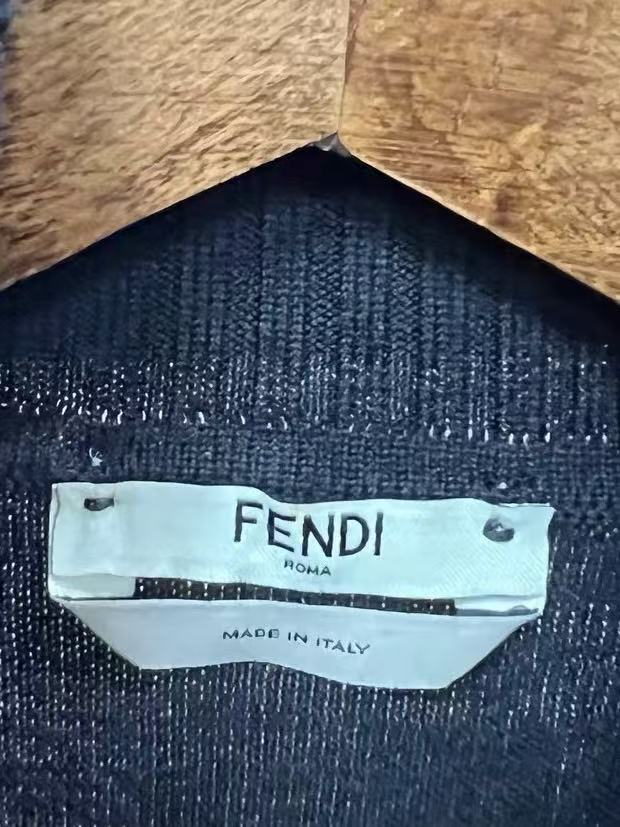 Fendi 15AW Bag Bugs Monster Fur-Trimmed Turtleneck Sweater