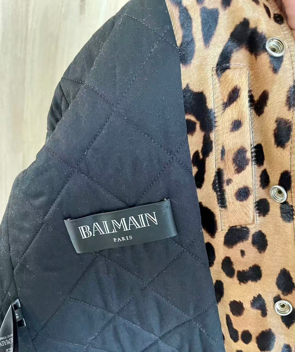 Balmain 14AW Leopard-Print Teddy Jacket