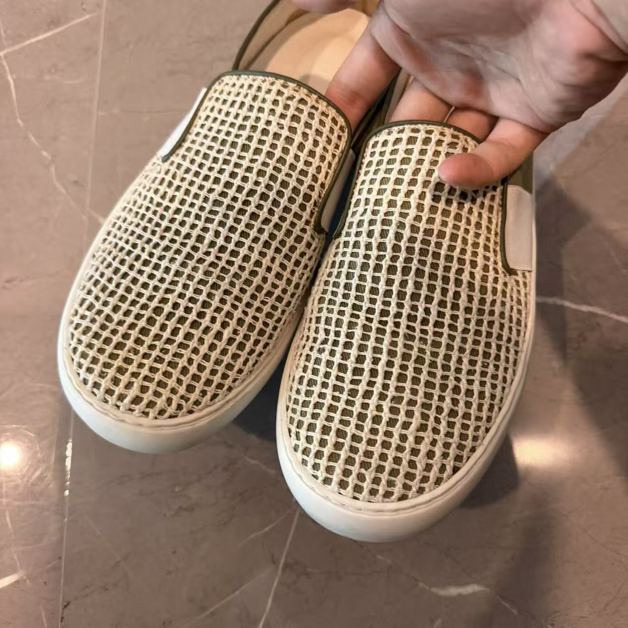 Chanel Fabric Canvas Mesh Slip-On Sneakers