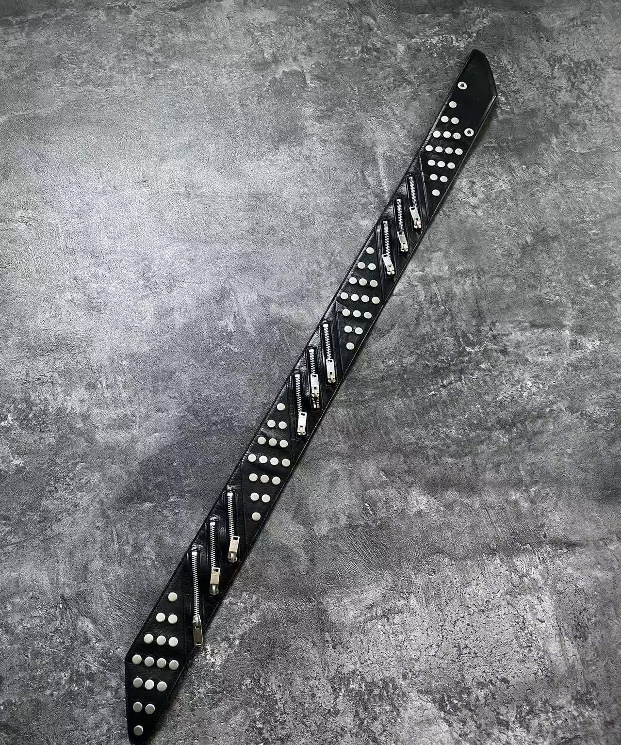 Saint Laurent Black Studded Leather Belt