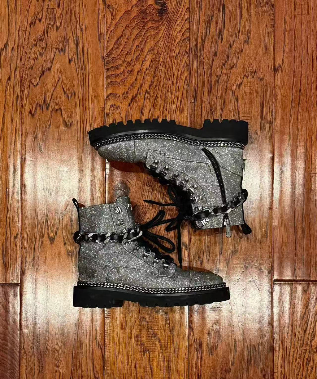 Balmain Ranger Army Glittered Ankle Boots