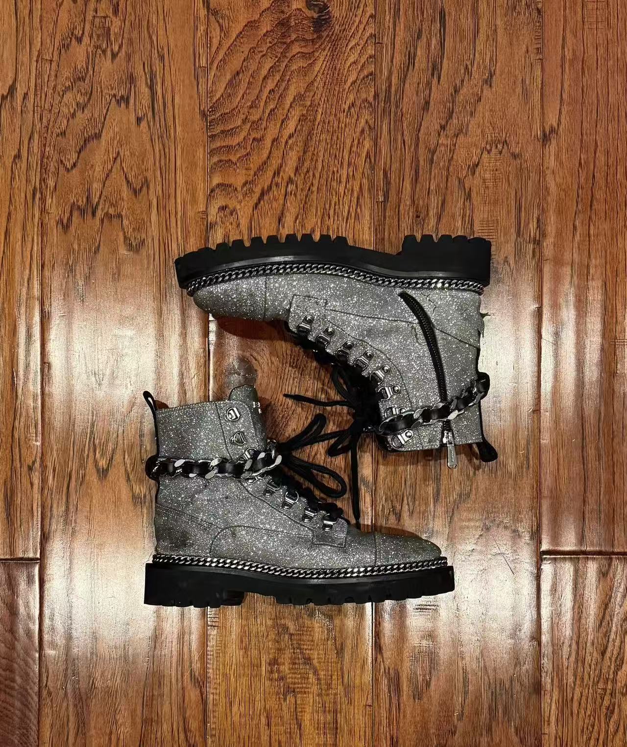 Balmain Ranger Army Glittered Ankle Boots