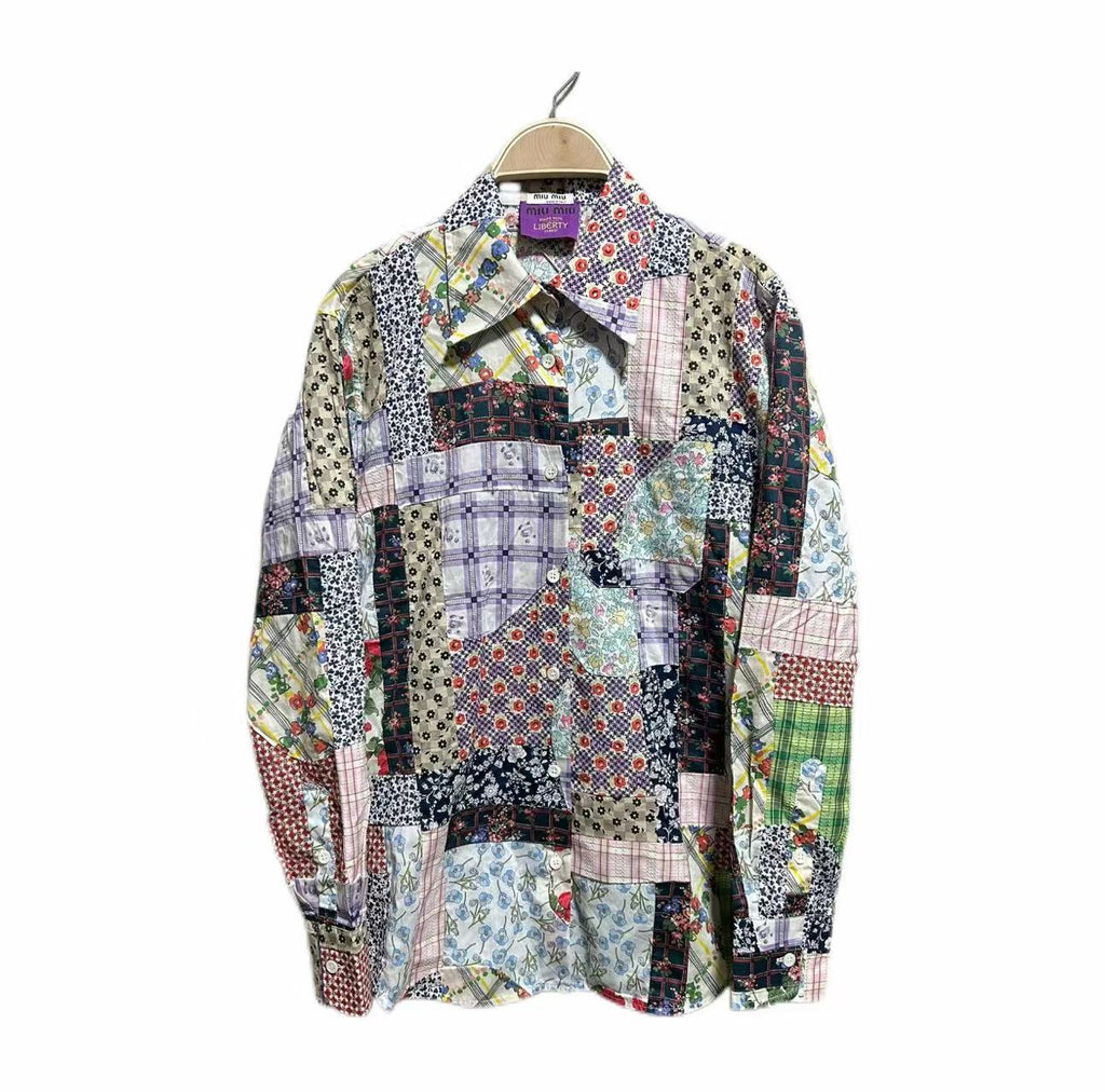 Miu Miu 20AW Patchwork Liberty Fabric Button-Up Shirt