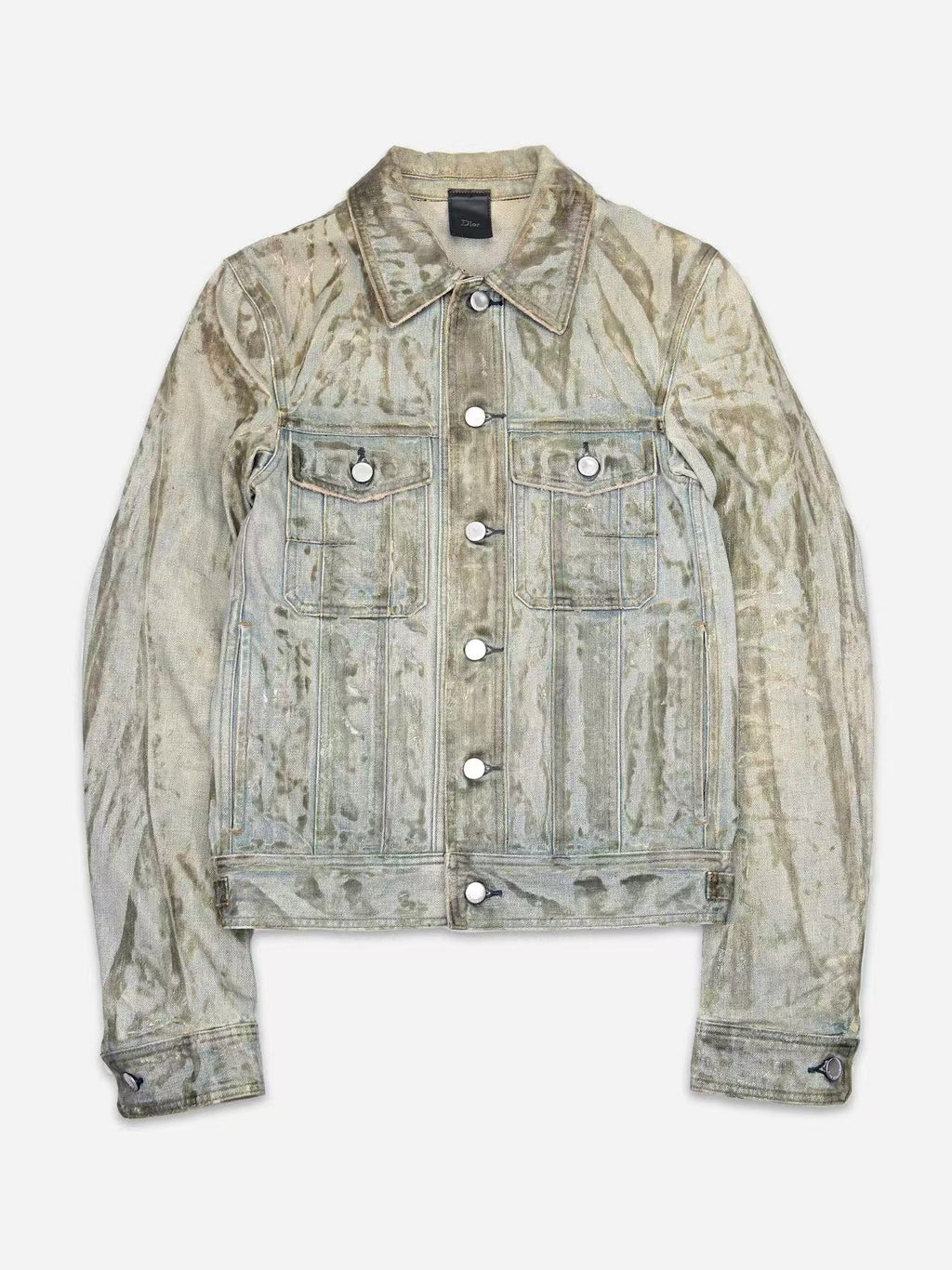 Dior Homme 04ss Strip Bleu Clair Waxed Denim Jacket