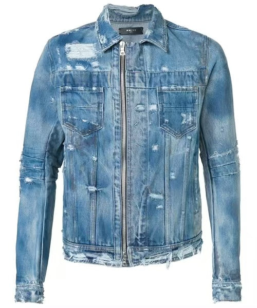 Amiri Destroyed Zipper Denim Jacket