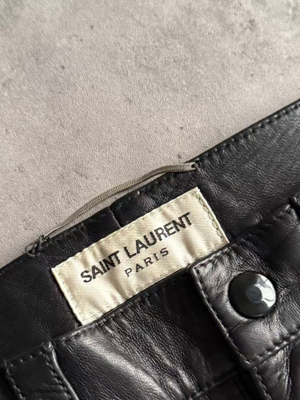 Saint Laurent 13AW Black Demon Strap Full Leather Biker Pants