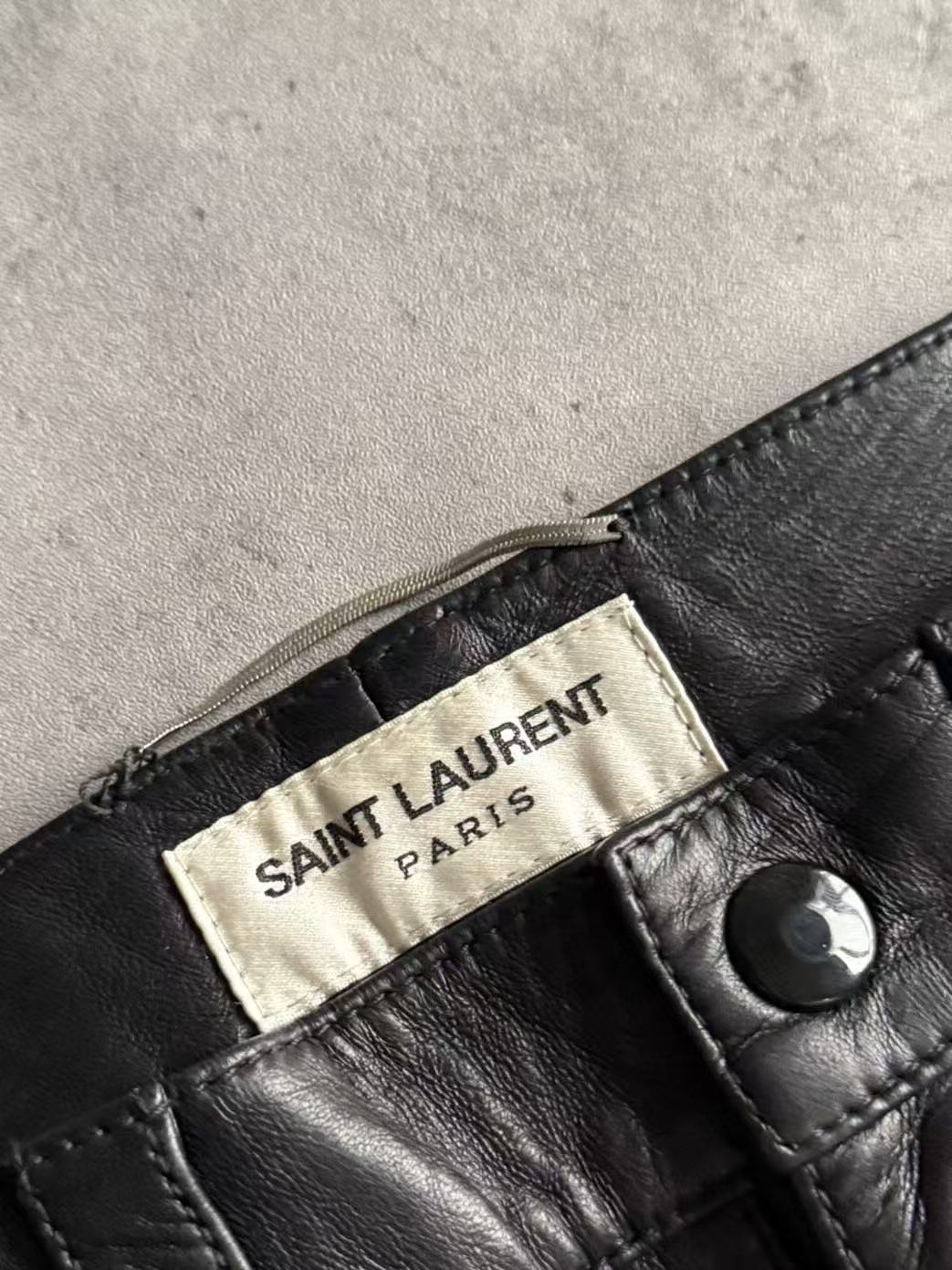 Saint Laurent 13AW Black Demon Strap Full Leather Biker Pants