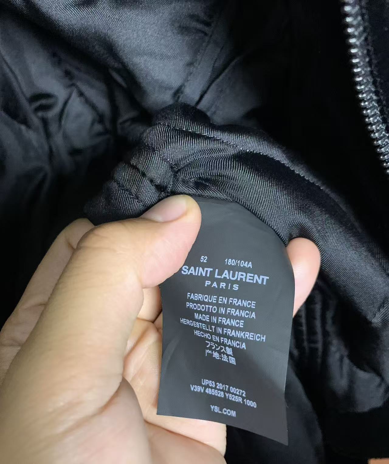 Saint Laurent 17FW Crystal Palm Tree Velvet Bomber Jacket