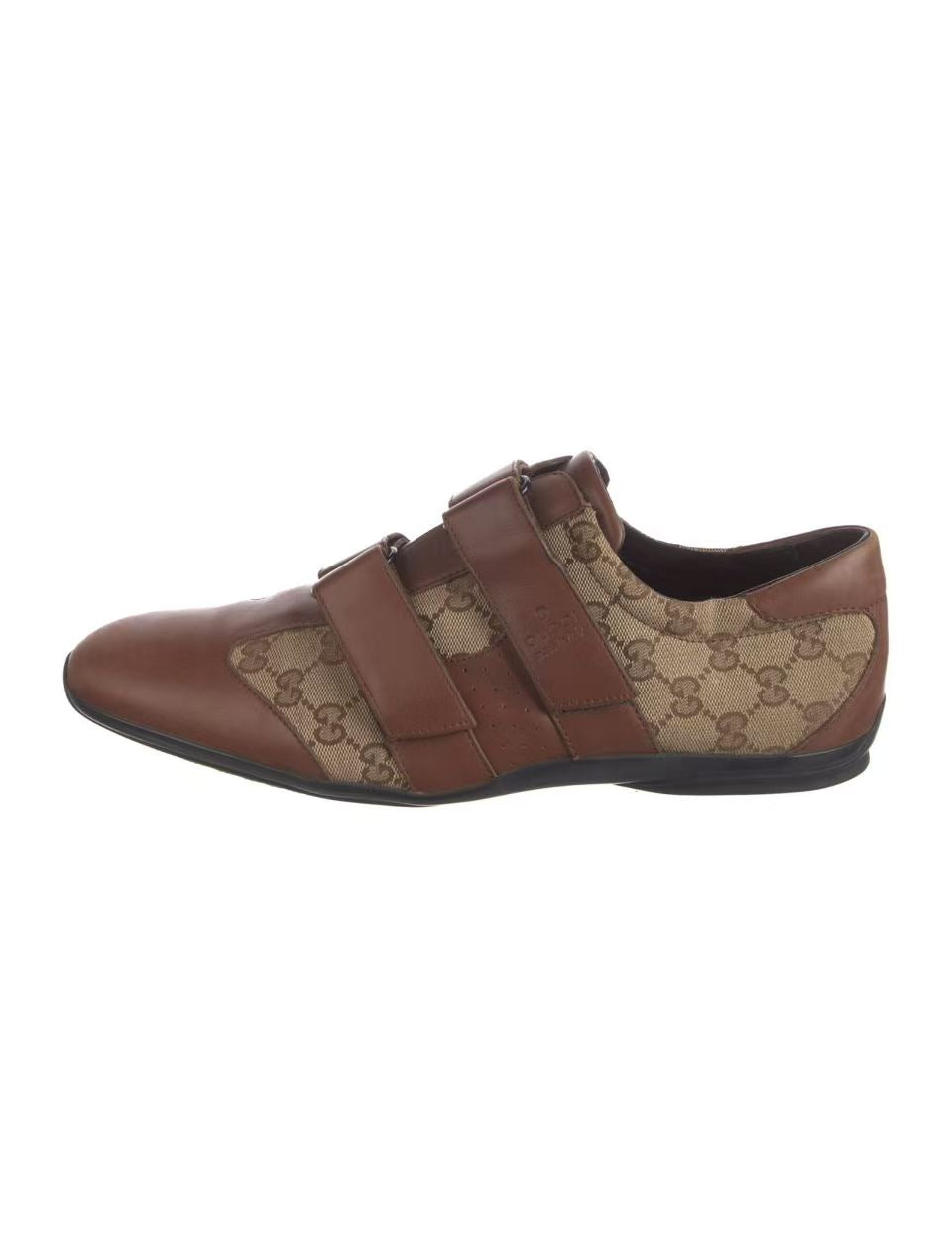 Gucci GG Canvas Leather Monk Straps