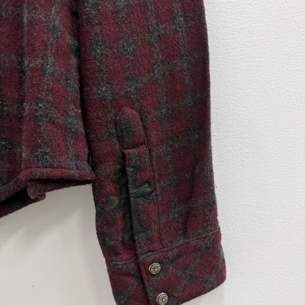 Chrome Hearts Cross Ball Button Viscose Wool Check Shirt