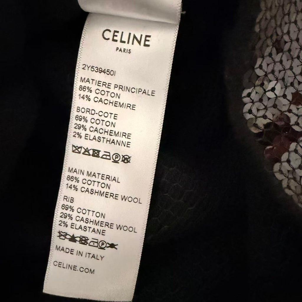 Celine by Hedi Slimane 19AW Sequin Logo Hoodie