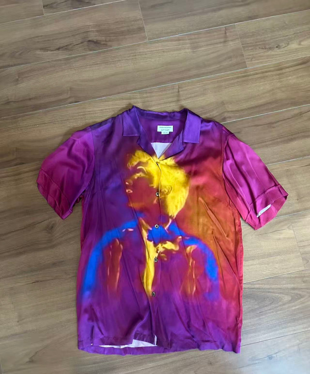 Dries Van Noten len lye clive satin printed short sleeve shirt