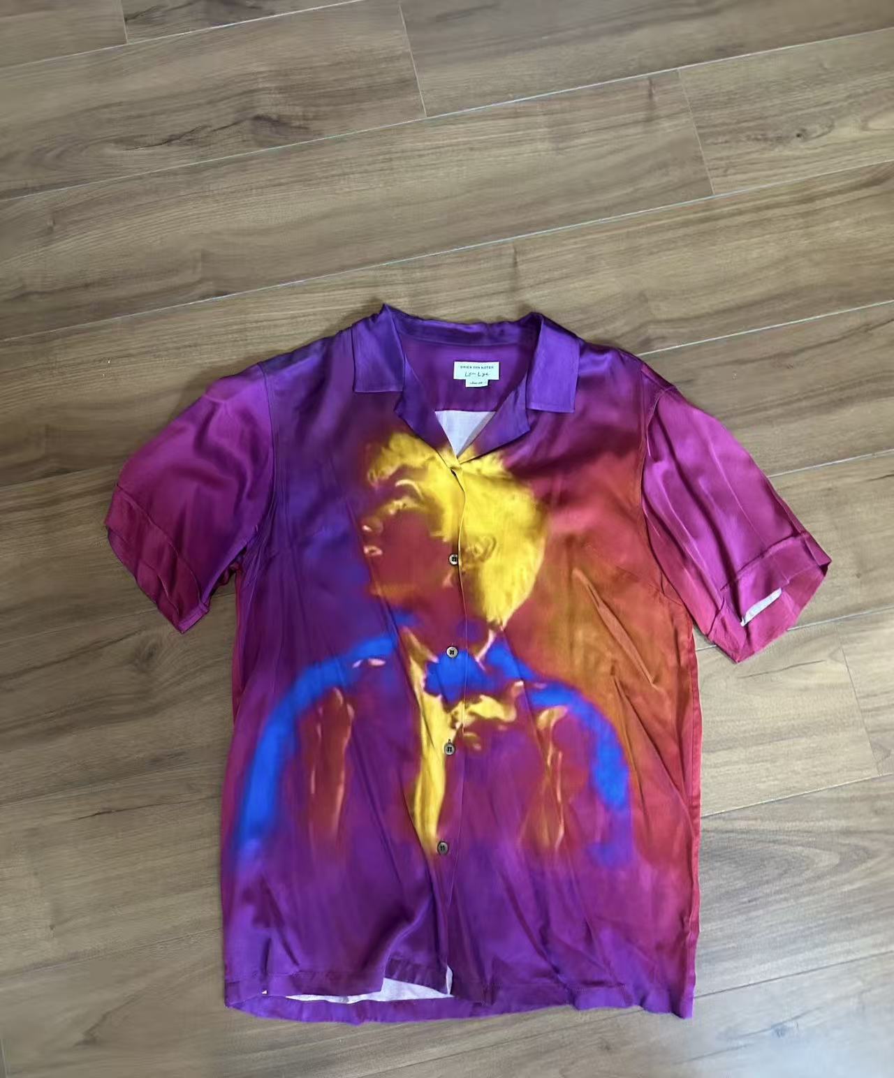 Dries Van Noten len lye clive satin printed short sleeve shirt