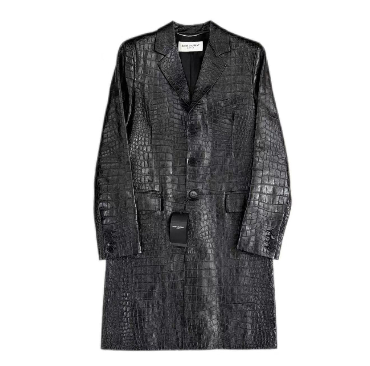 Saint Laurent 15FW Croc-Embossed Leather Coat