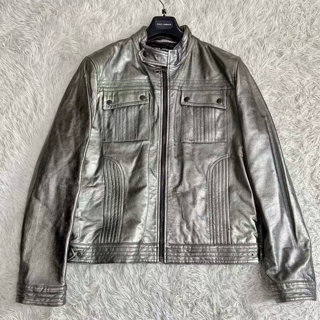 Dolce&Gabbana Runway Silver Leather Jacket