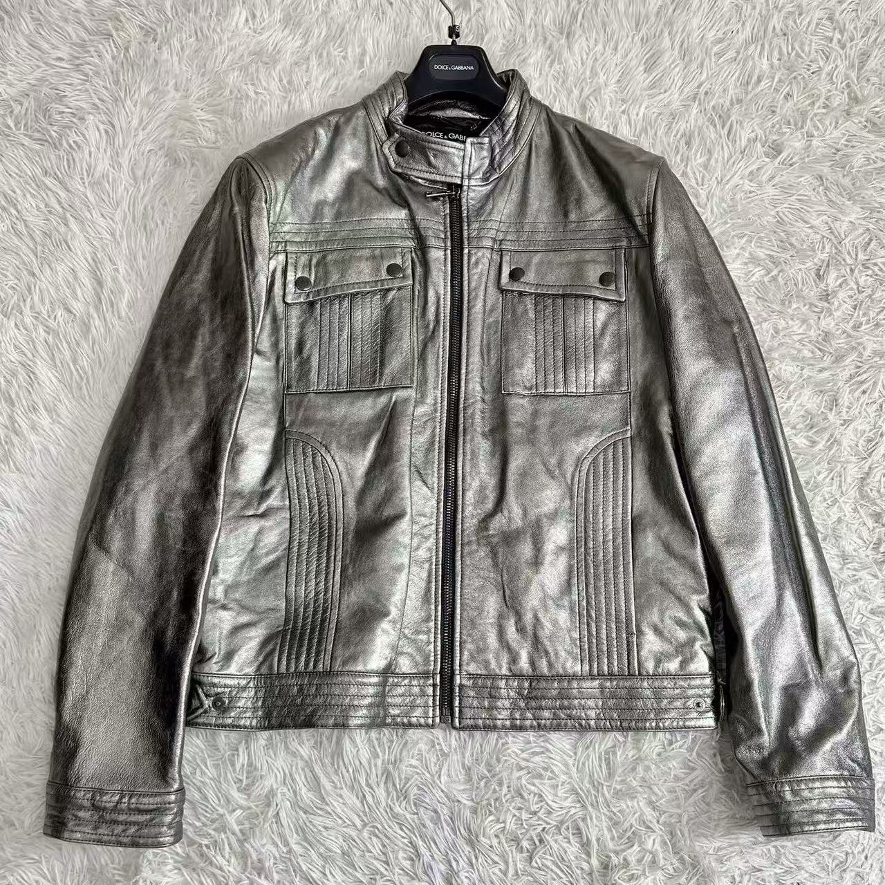 Dolce&Gabbana Runway Silver Leather Jacket