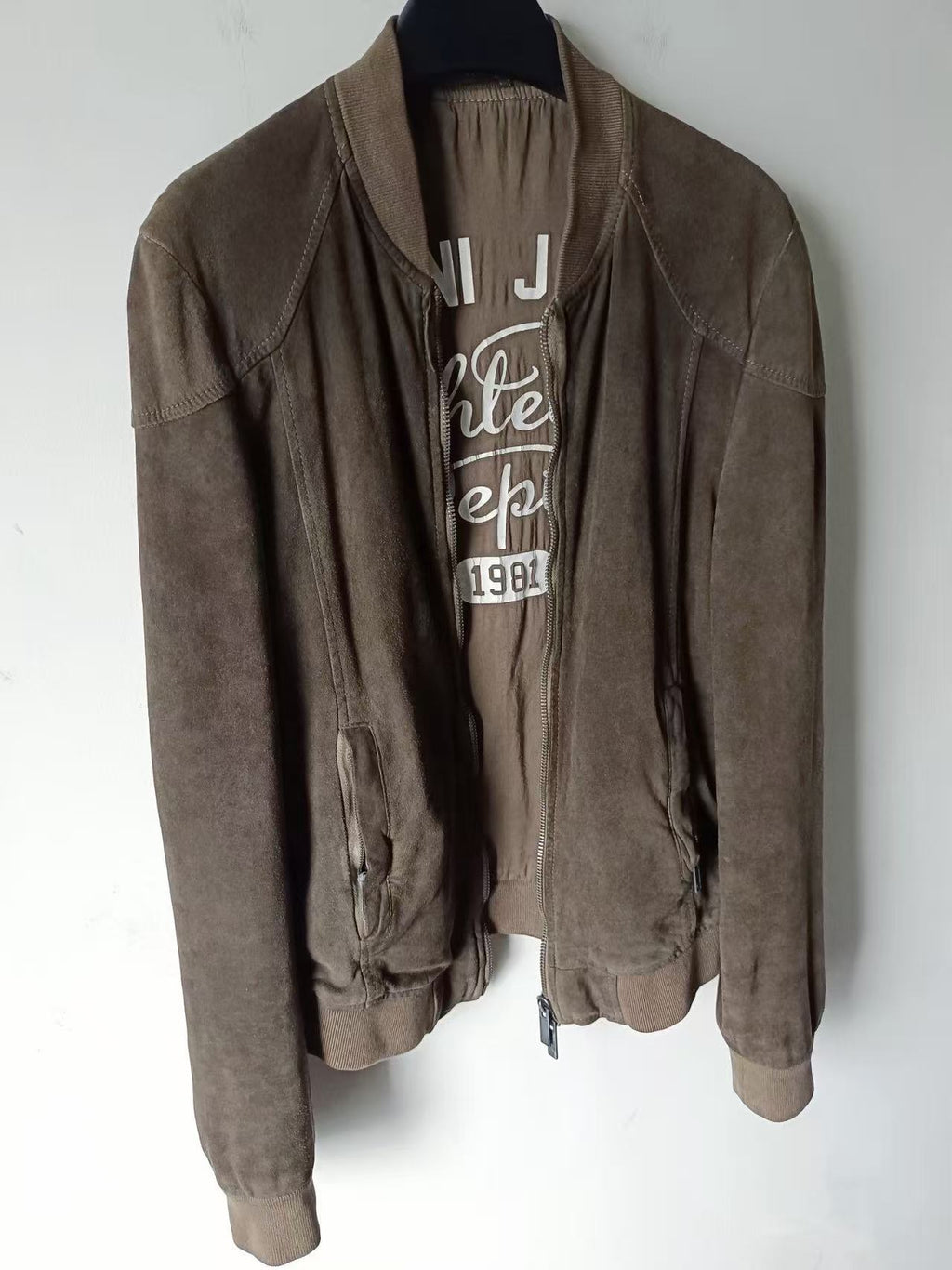 Armani 2000s Leather Suede Bomber Jacket