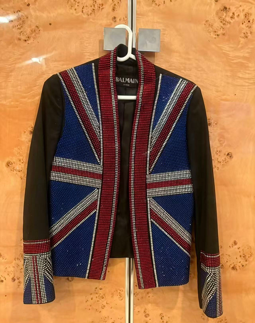 Balmain 18AW Rhinestone Union Jack Jacket