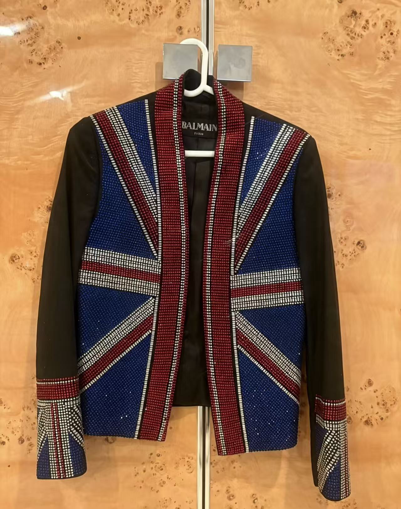 Balmain 18AW Rhinestone Union Jack Jacket