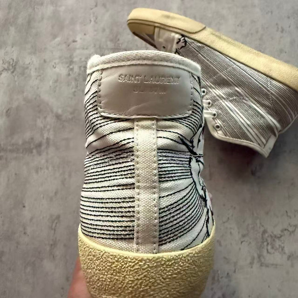 Saint Laurent 16SS Signature Court Surf Bang Embroidered High Top Sneakers