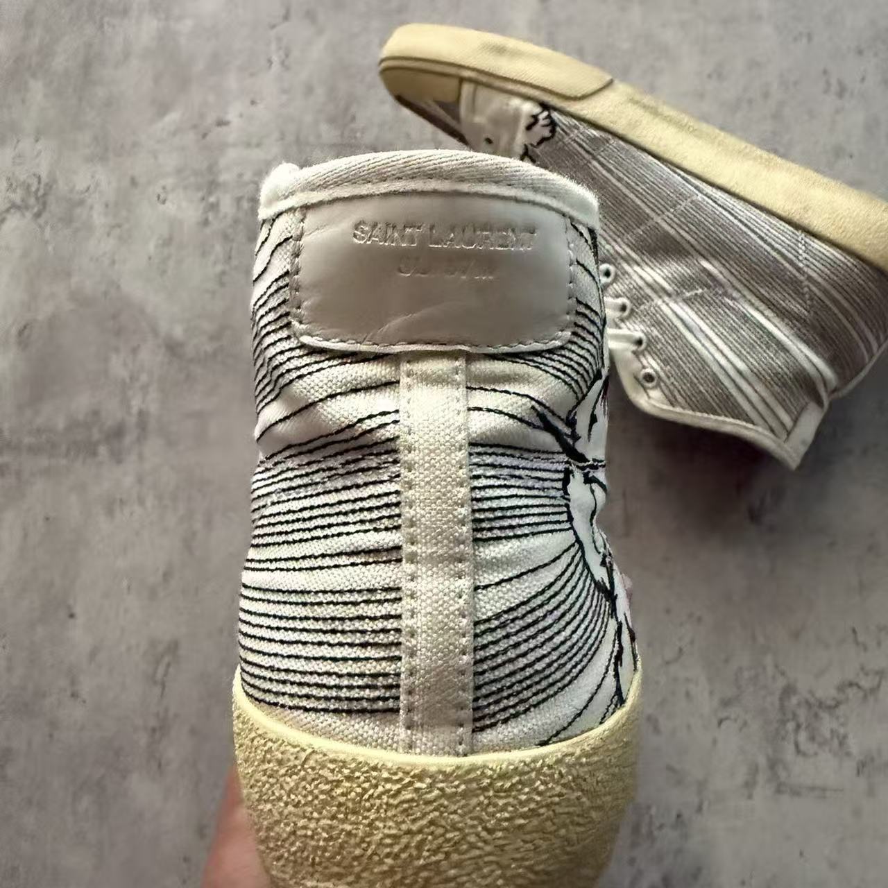 Saint Laurent 16SS Signature Court Surf Bang Embroidered High Top Sneakers