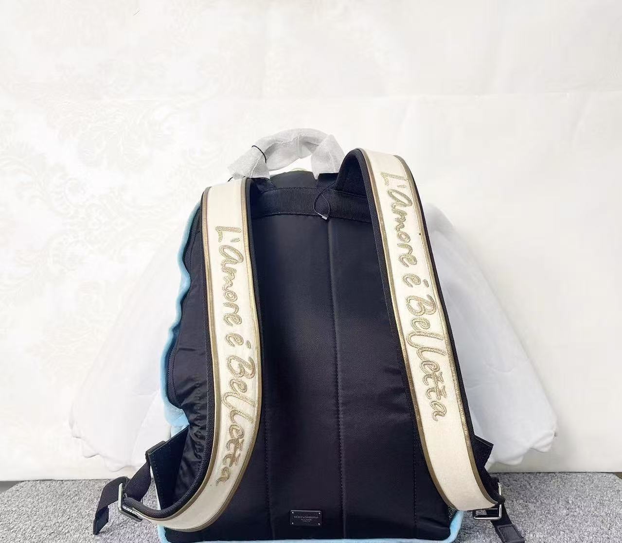 Dolce&Gabbana Red Blue Heart Wings DG Crown Backpack