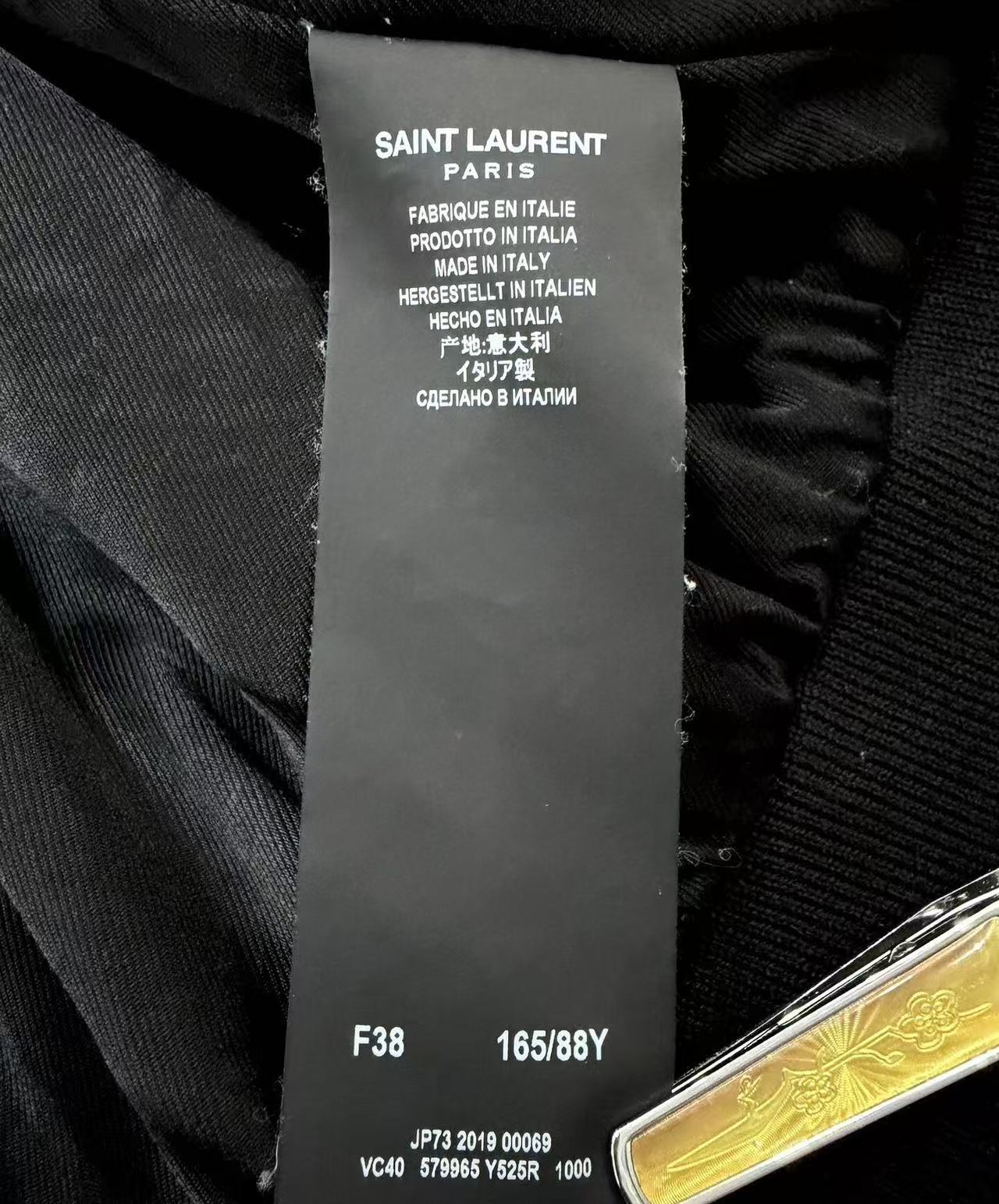 Saint Laurent 19AW  Teddy Embellished Velvet Bomber Jacket