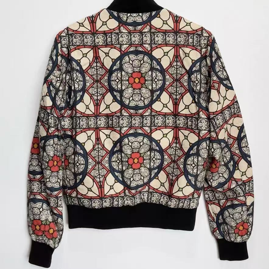 Alexander McQueen 2013FW Stained‑Glass Print Wool Bomber Jacket
