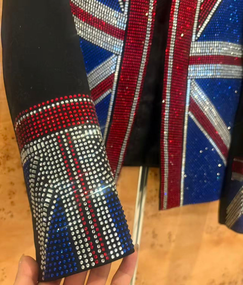 Balmain 18AW Rhinestone Union Jack Jacket