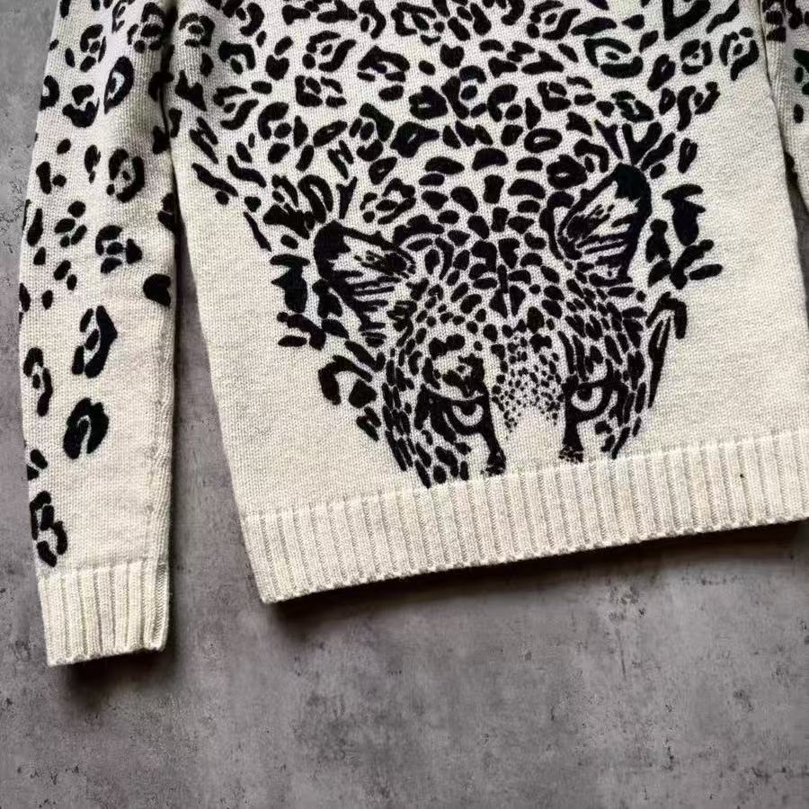 Saint Laurent 16AW Leopard Intarsia Knit Sweater