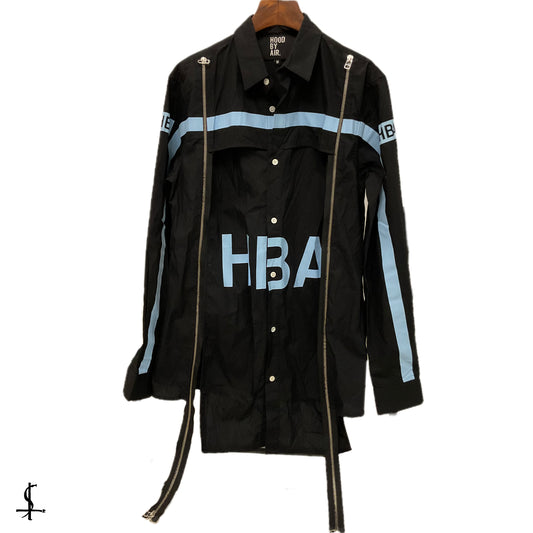 Hood by air HBA logo blue stripe double zip shirt