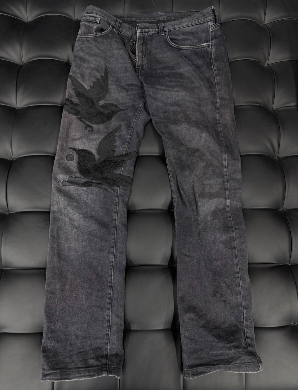 Gucci bird embroidered jeans