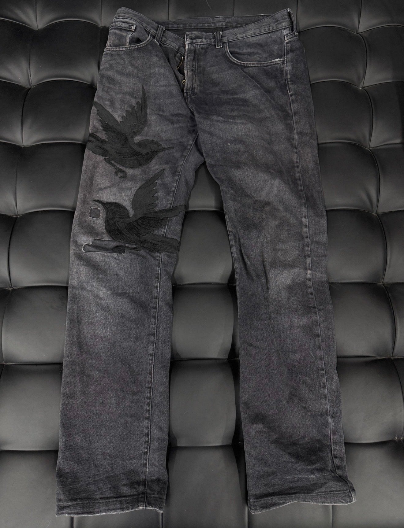 Gucci bird embroidered jeans