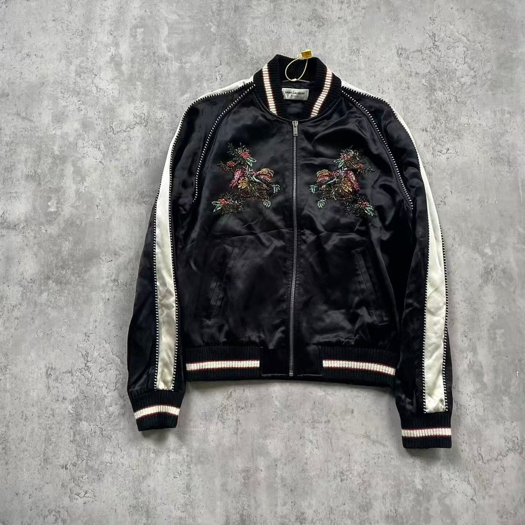 Saint Laurent 19FW Floral Embroidered Teddy Jacket