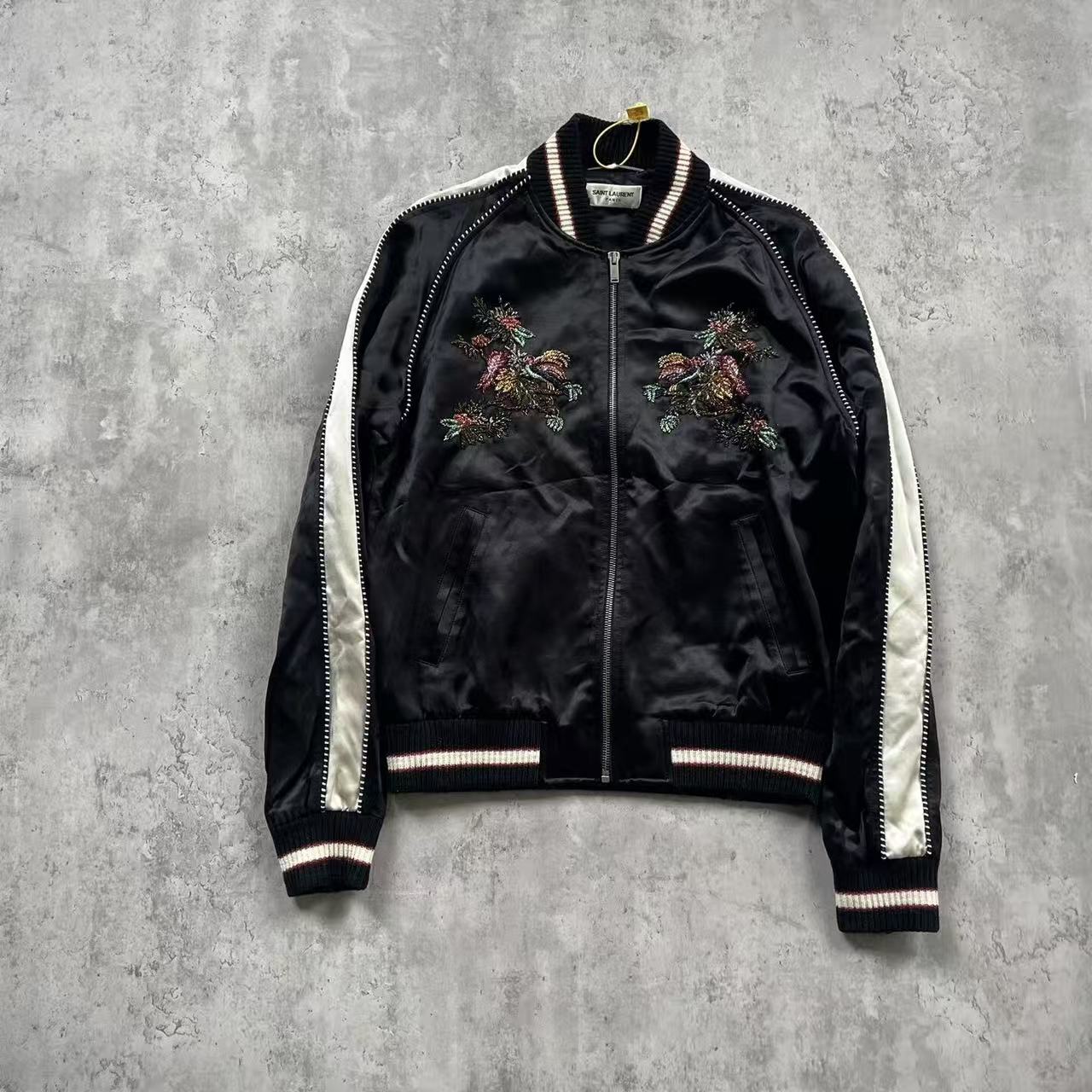 Saint Laurent 19FW Floral Embroidered Teddy Jacket