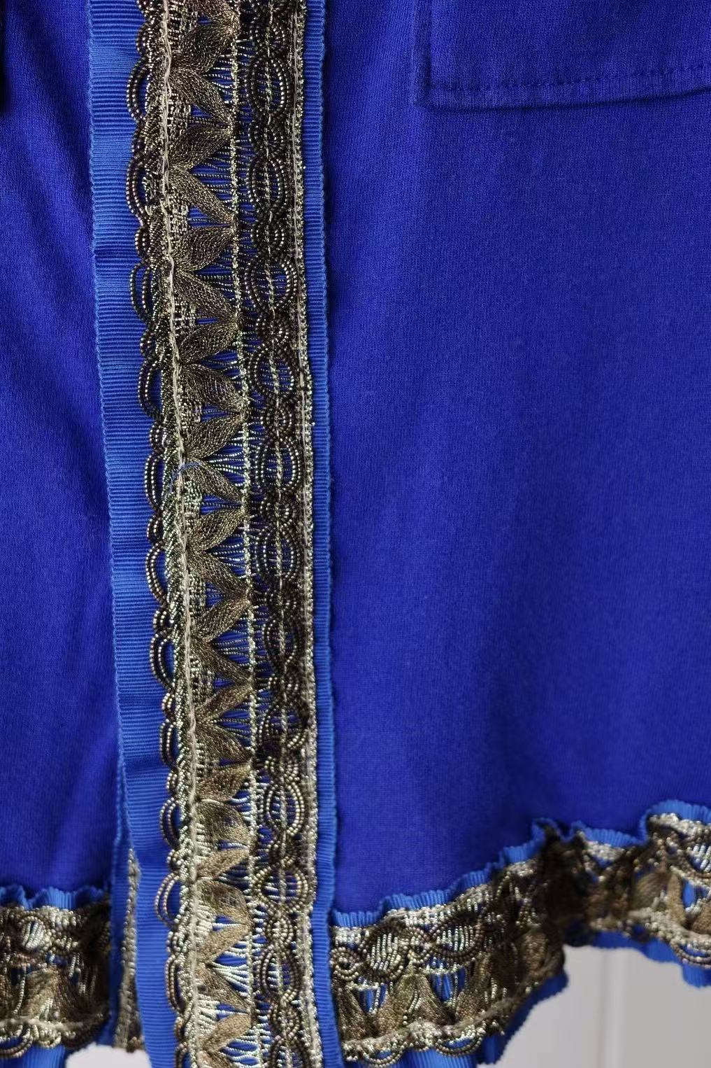 Junya Watanabe SS08 Electric Blue Gold Trim Knit Jacket