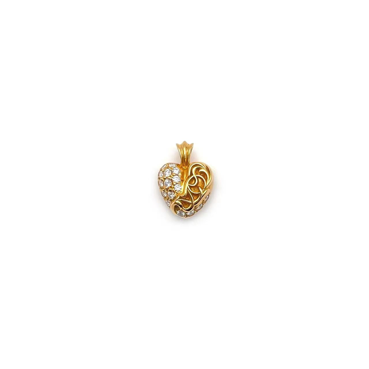Chrome Hearts 22k Gold Diamonds Vine Heart Locket Pendant