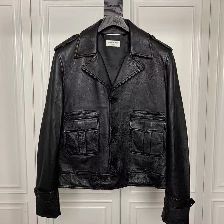 Saint Laurent 15FW Policeman Cropped Leather Jacket