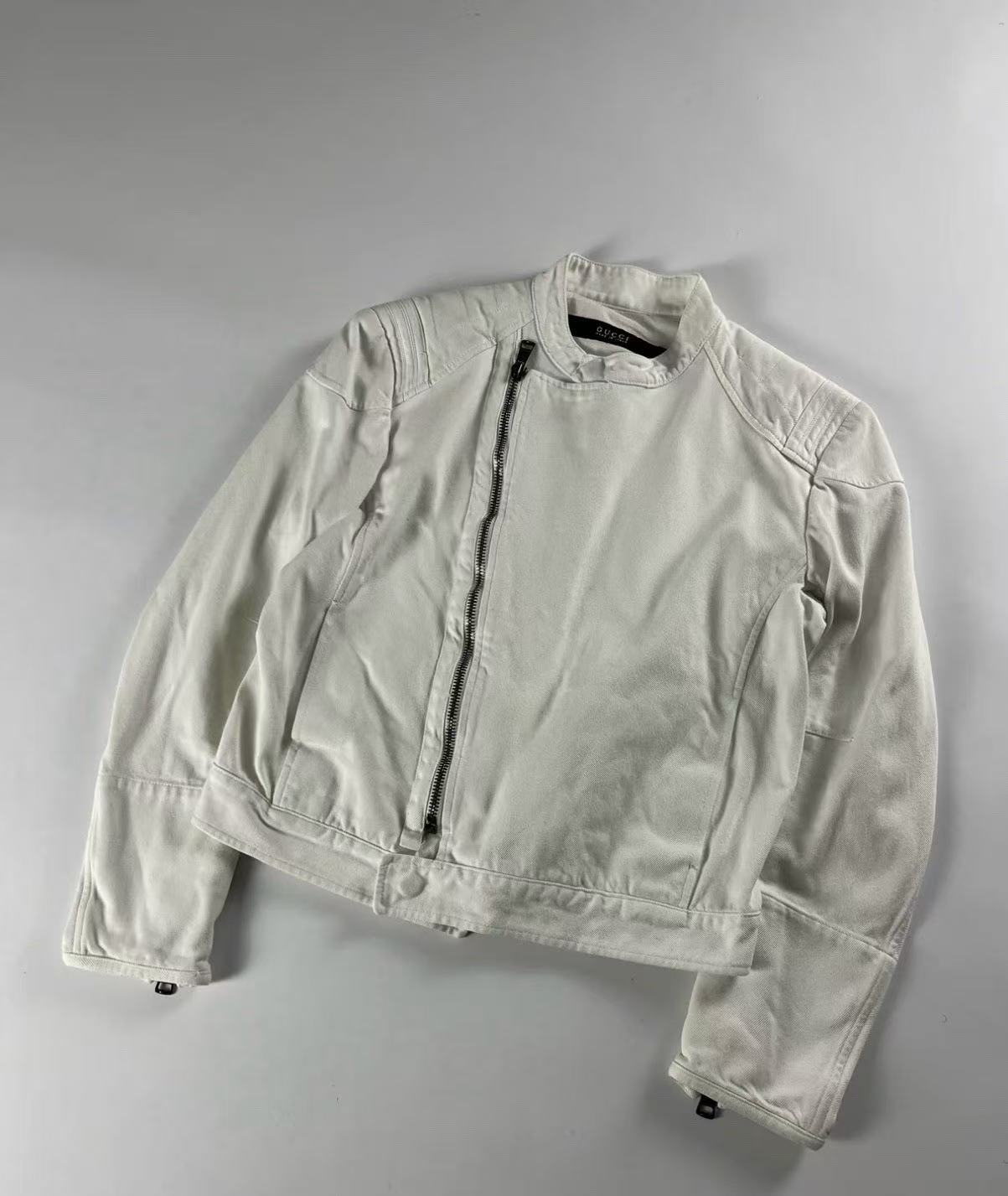 Gucci By Tom Ford 02SS Asymmetrical Zip Denim Biker Jacket