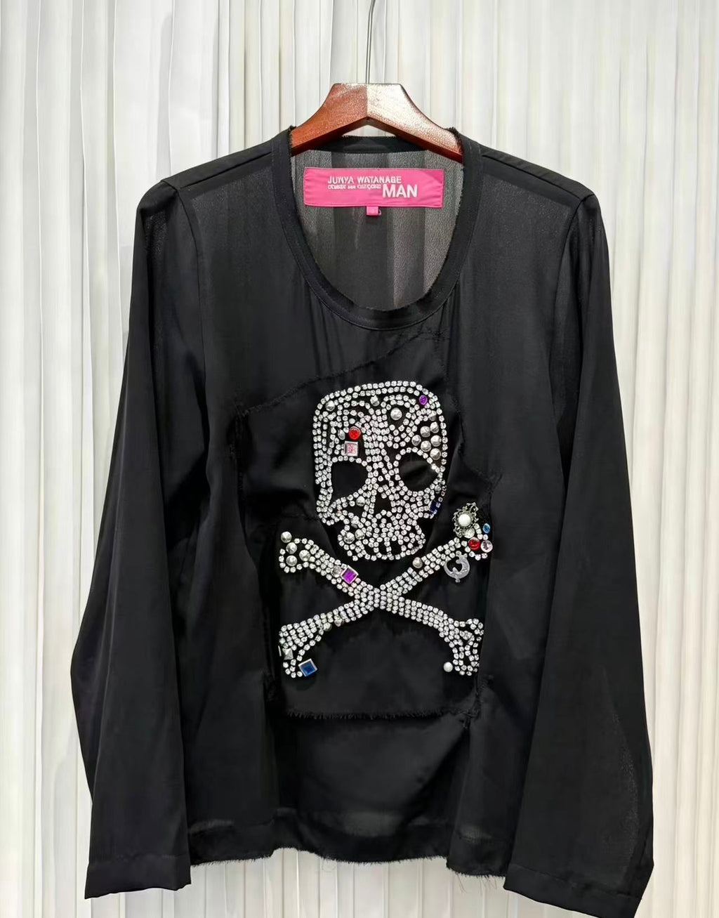 Junya Watanabe Comme des Garçons MAN AD2002 Jeweled Crossbones & Skull Long Sleeve Tee