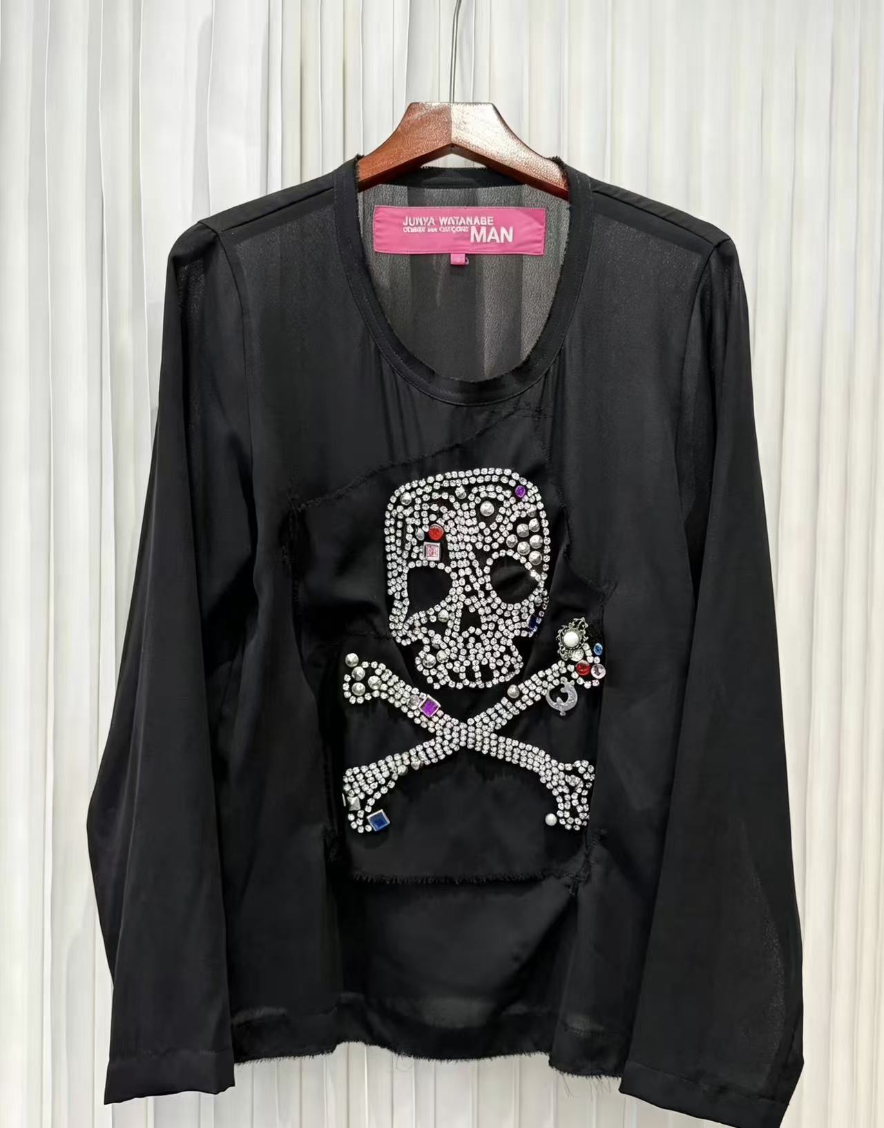 Junya Watanabe Comme des Garçons MAN AD2002 Jeweled Crossbones & Skull Long Sleeve Tee