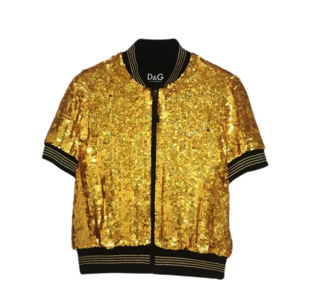 Dolce & Gabbana 06ss Gold Sequin Short Sleeve Shirt