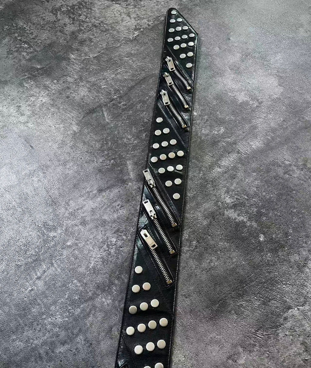 Saint Laurent Black Studded Leather Belt