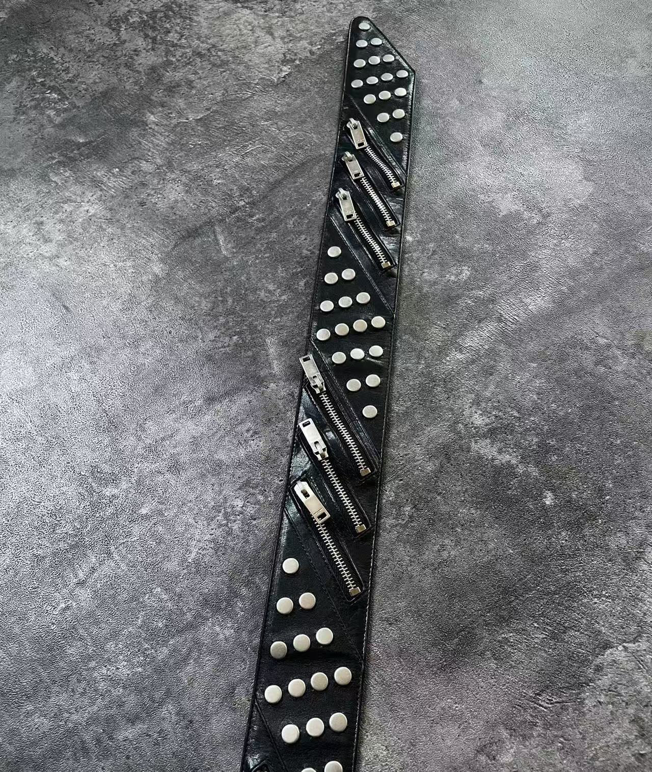 Saint Laurent Black Studded Leather Belt