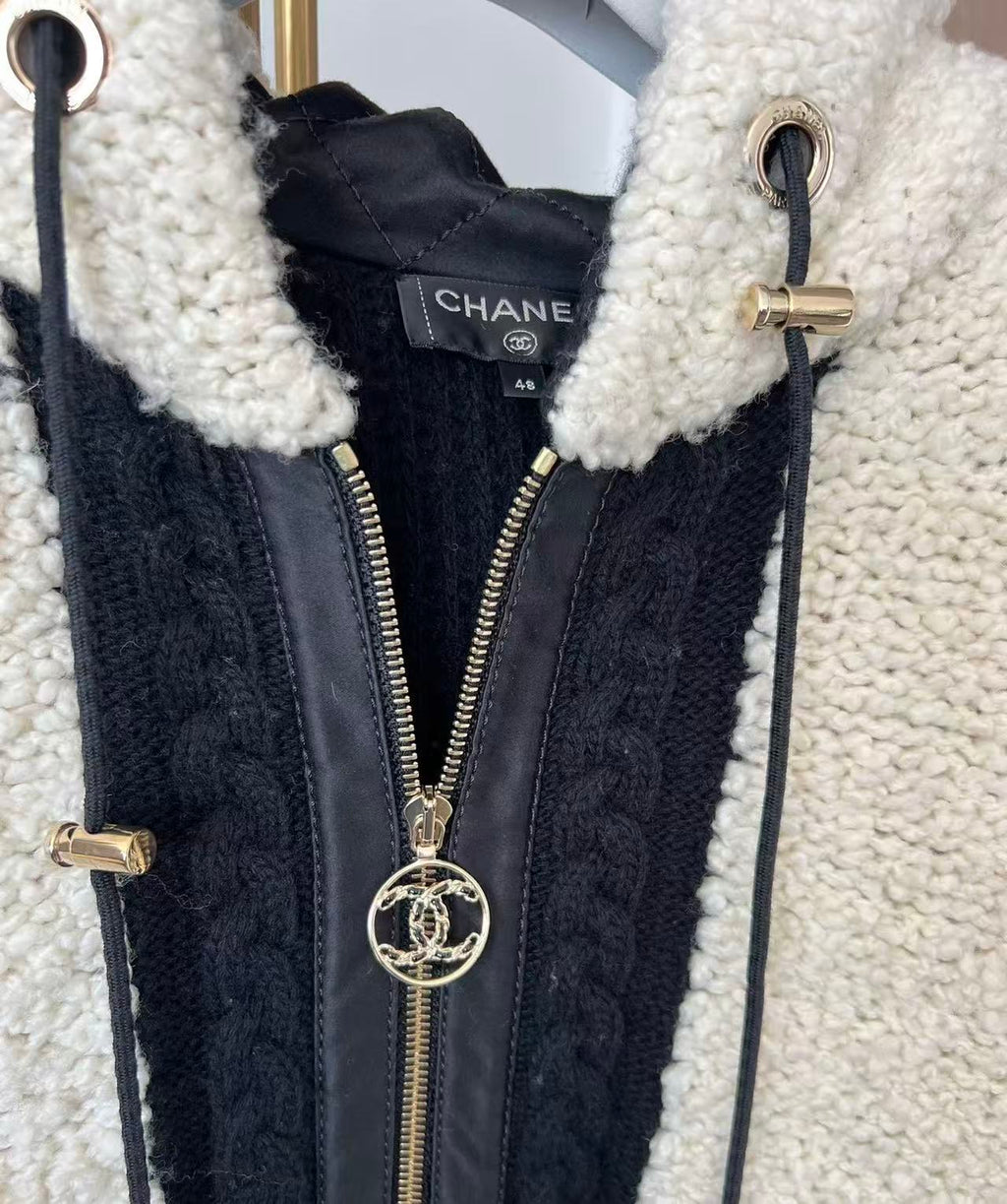 Chanel Wool Paneled Hooded Jacket