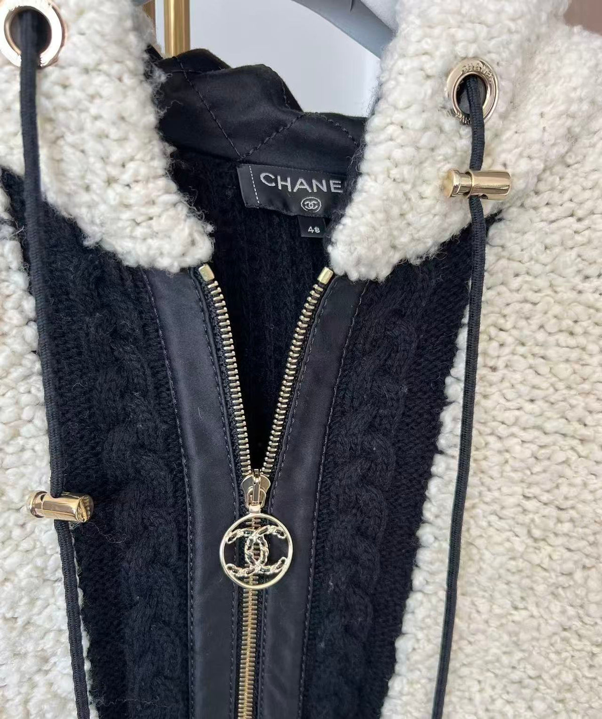 Chanel Wool Paneled Hooded Jacket