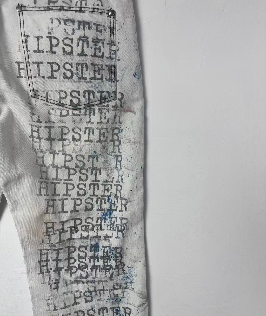 Number Nine 02SS Blue Lacquer Printed Denim Jeans