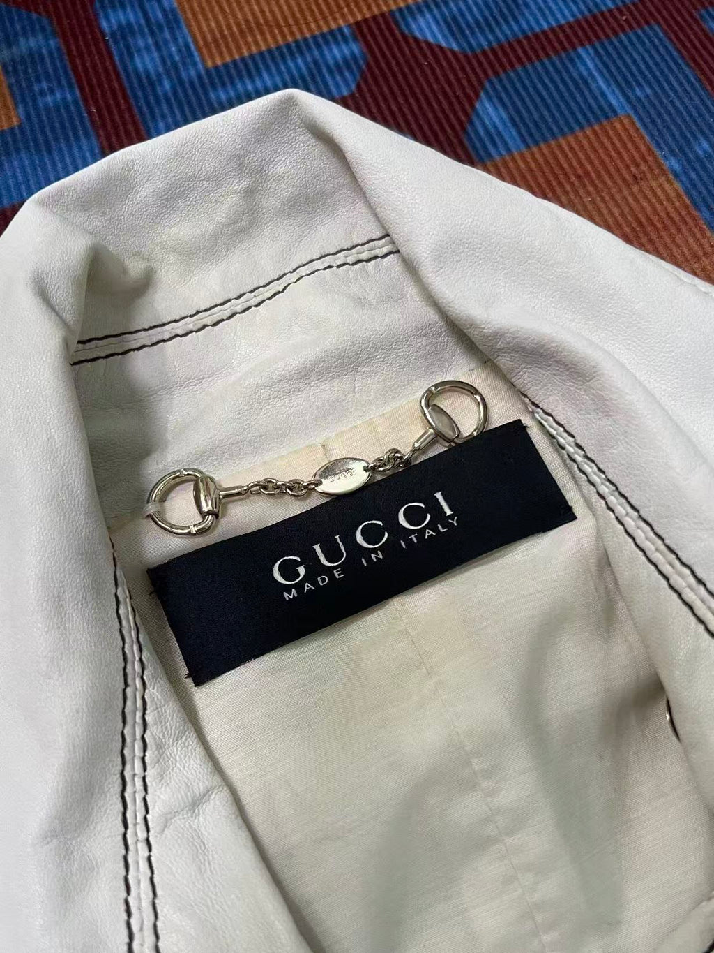 Gucci SS08 Leather Biker Contrast Stitch Jacket