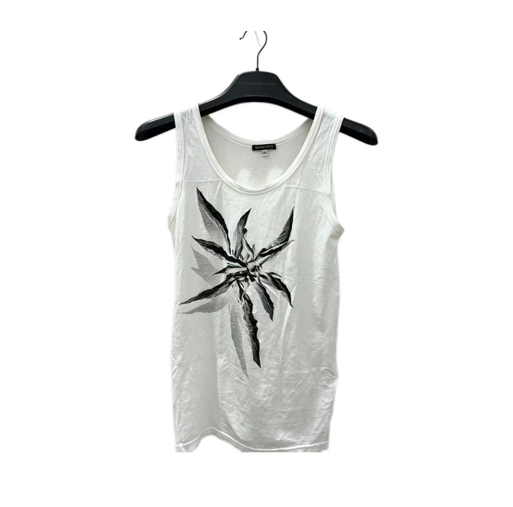 Ann Demeulemeester 00s White Graphic Tank Top