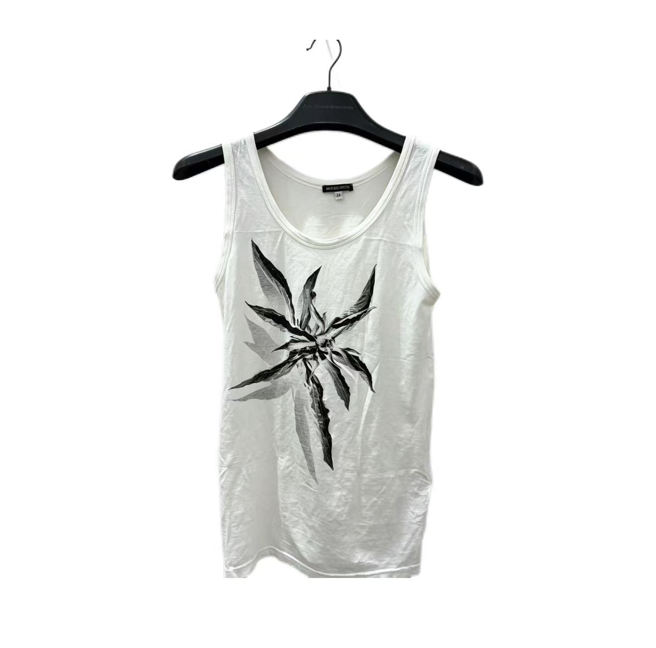 Ann Demeulemeester 00s White Graphic Tank Top